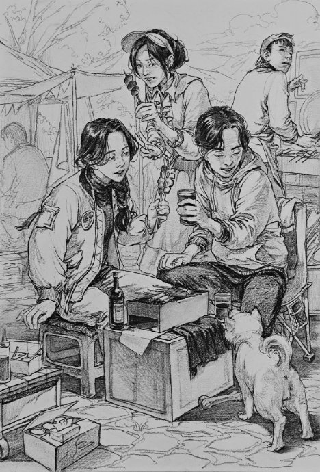 这位老师的场景速写创作,太强了! 花开富贵默写创作