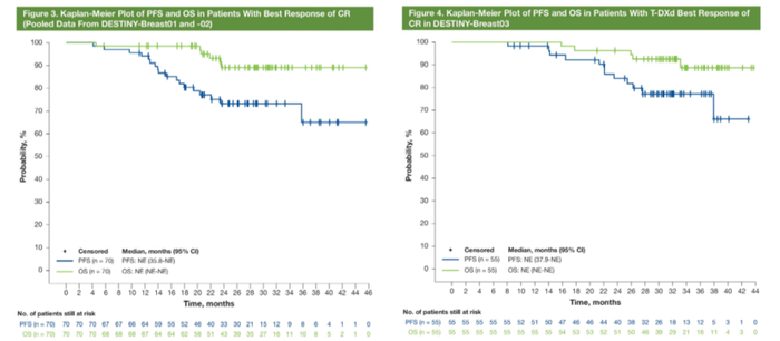 图4. DB01-02、DB03研究中CR患者的中位PFS和OS