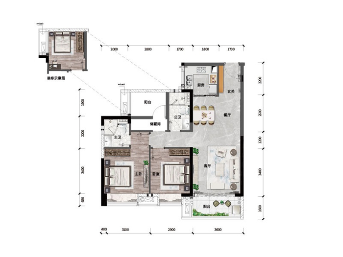 中山市海伦堡玖悦云府户型图公布 95~118㎡约8500元/㎡