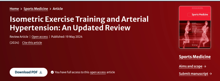 《等长运动训练与动脉高压：最新综述》研究截图