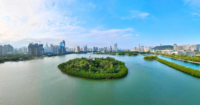 厦门筼筜湖湖心岛周边城市生态景观.