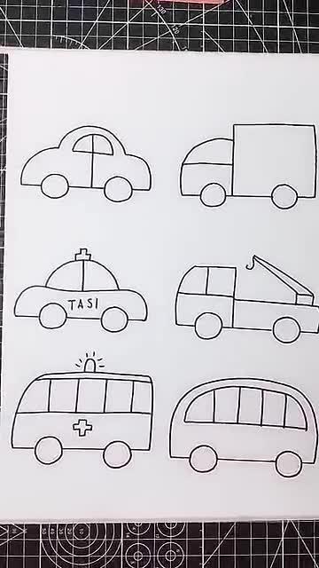 亲子简笔画,可以教孩子画各种各样小汽车