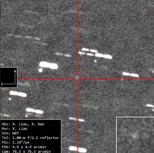 南山1米大视场望远镜观测到南山—哈恩彗星的图像。中国科学院新疆天文台供图