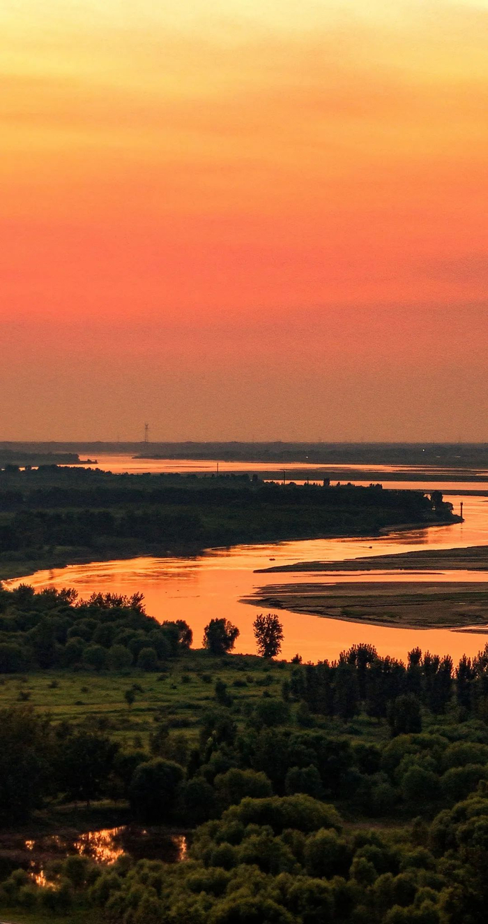 林荫花海,长河落日,郑州最北端的绝美风景