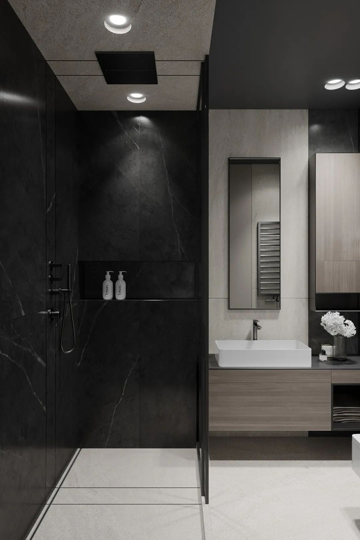 墙面多黑色线条,线与线之间相处垂直或平行,形成独特的艺术感.