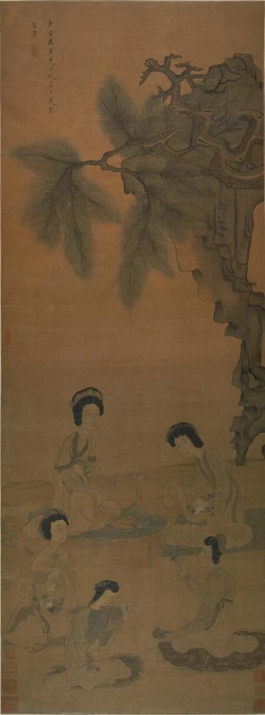 ▲辽宁省博物馆馆藏陈洪绶《斗草图》。图片来源：新华社