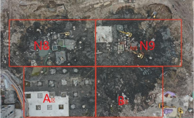 ▲区域开挖情况示意图。