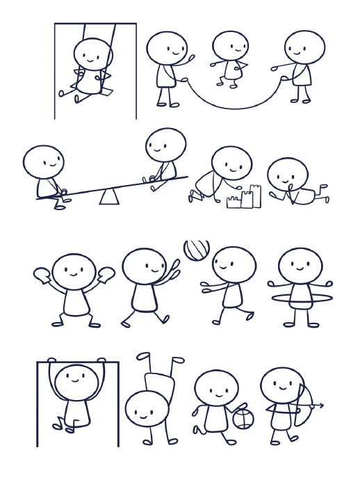 小人日常简笔画,适合每一个可爱的你们!