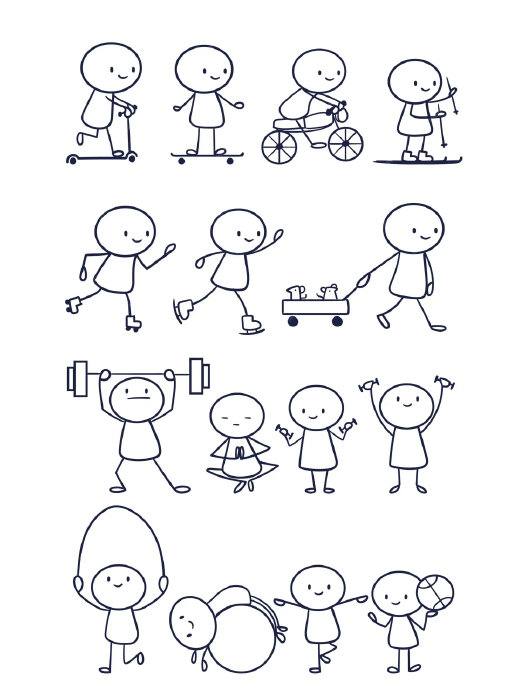 小人日常简笔画，适合每一个可爱的你们！|简笔画_新浪新闻