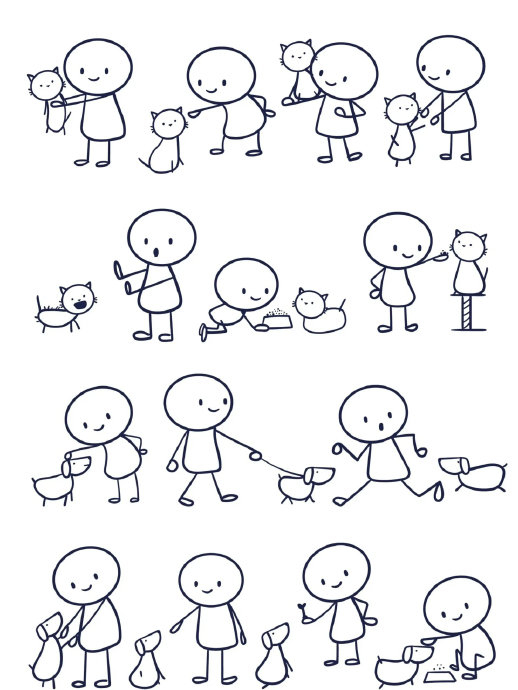 小人日常简笔画,适合每一个可爱的你们!