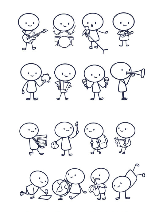 小人日常简笔画,适合每一个可爱的你们!