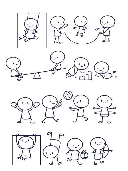 小人日常简笔画,适合每一个可爱的你们!