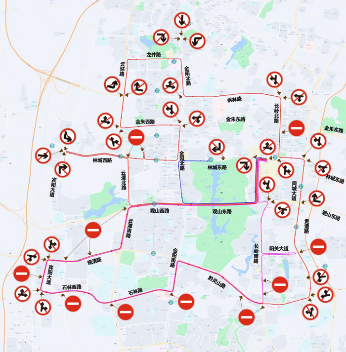 赛事期间交通管制情况示意图