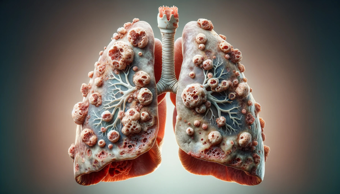 肺部被真菌感染示意图（来源：作者 AI 生成）
