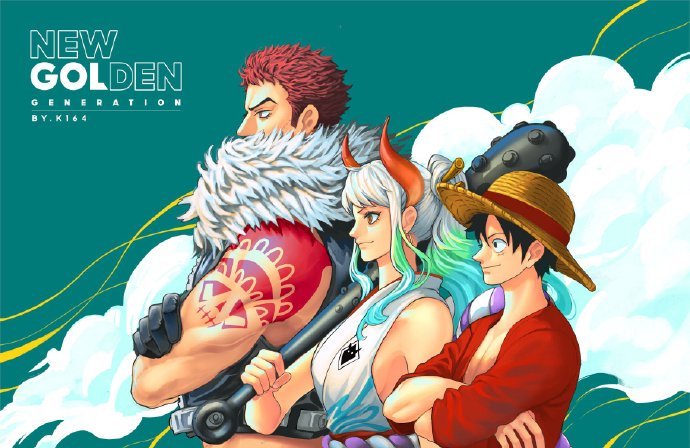 (授权转载)推特画师k164的新作品:路飞,大和,卡塔库栗