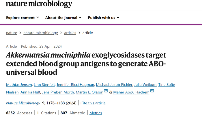 丹麦科学家将 A/B 型血转换成 O 型血（图片来源：参考文献1）