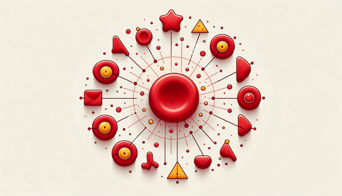 红细胞上 A 抗原的表现形式较为复杂（示意图）（图片来源：AI 合成）