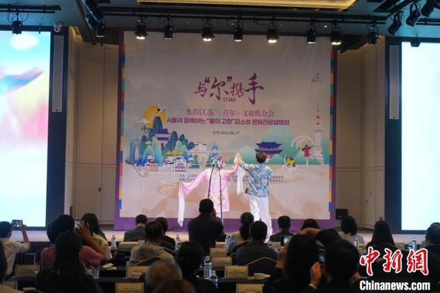 中新网记者 刘旭 摄推介会现场,江苏还为韩国来宾带来了13种不同颜色