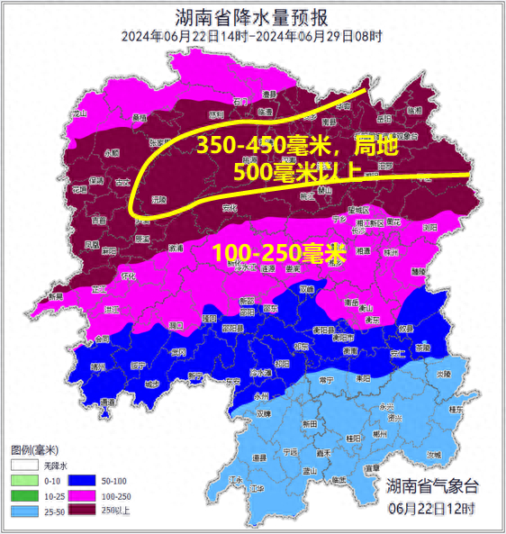 6月22日14时至6月29日08时累计降雨量预报图