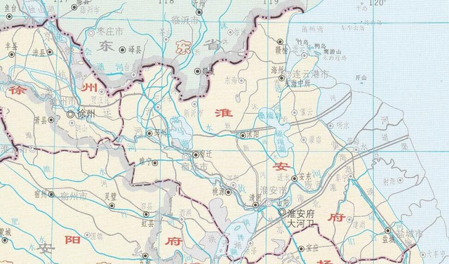 明代沭阳属淮安府。图片来源于《江苏省行政区划地图集》