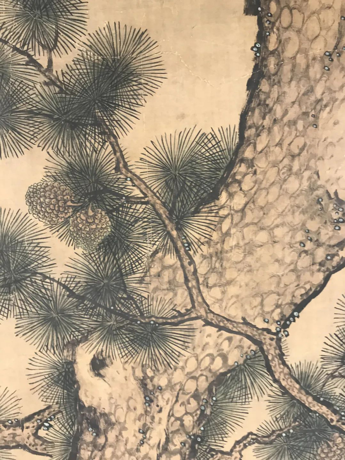 图八 沈全《松梢月图》贴落局部