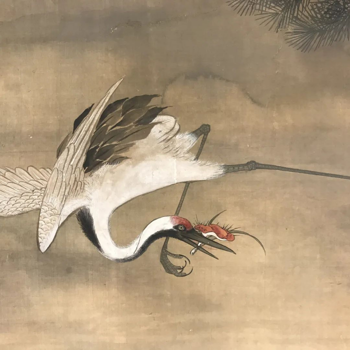 图九 陈兆凤《鹤鹿图》贴落局部