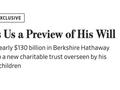 巴菲特最新遗嘱：去世后不再向盖茨基金会捐赠，1300亿美元资产留给儿女打理