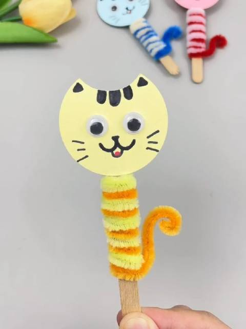 夏天吃完的雪糕棍不要丢,来做好玩的小猫吧,简单游又可爱!