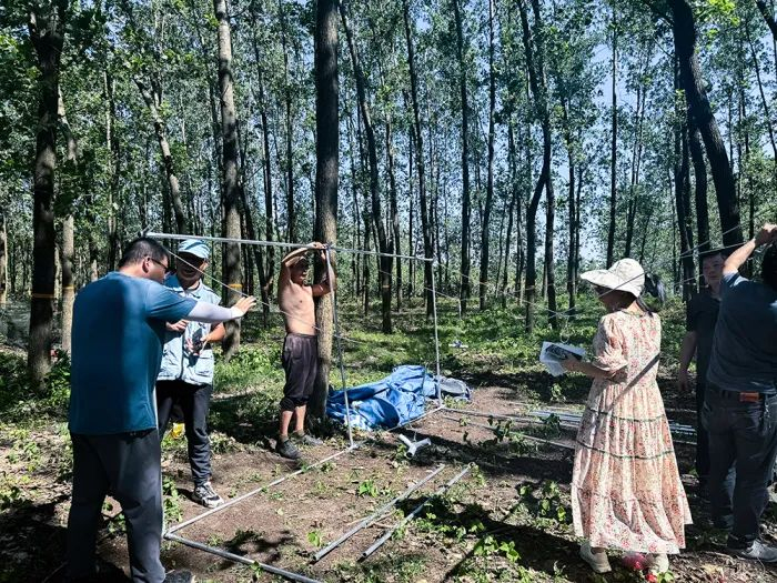 7月6日，湖南省岳阳市华容县团洲乡团西村，一户村民搭建临时帐篷。