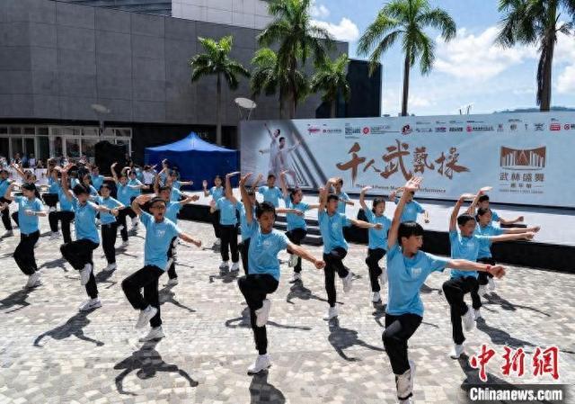 千名香港青少年一齐做出武术动作,一招一式凝聚正气,一拳一腿散发能量