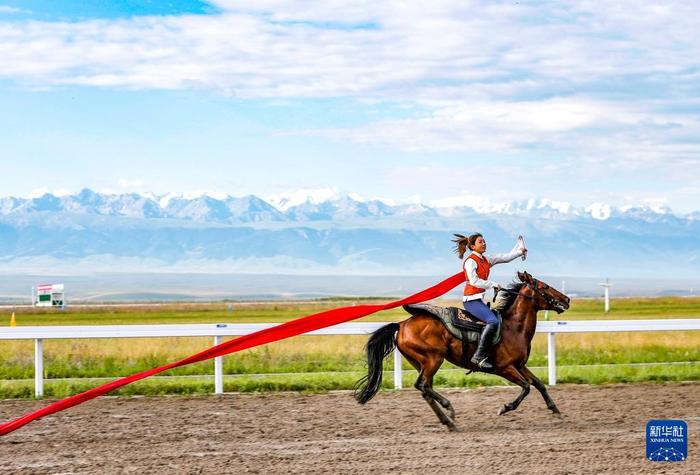 7月10日,内蒙古代表团运动员参加表演项目技巧类马上技巧比赛