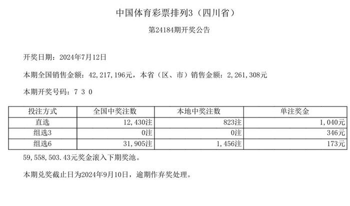 中国体育彩票7月12日开奖结果