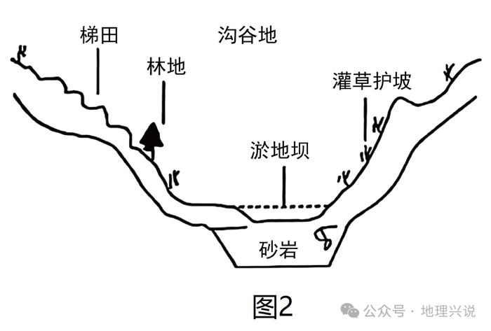 (2)与梁峁坡地相比,简析沟谷发展农业生产的优势条件