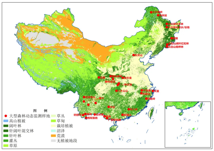 落叶阔叶林到常绿阔叶林,热带雨林,该网络较好地代表了中国从寒温带到