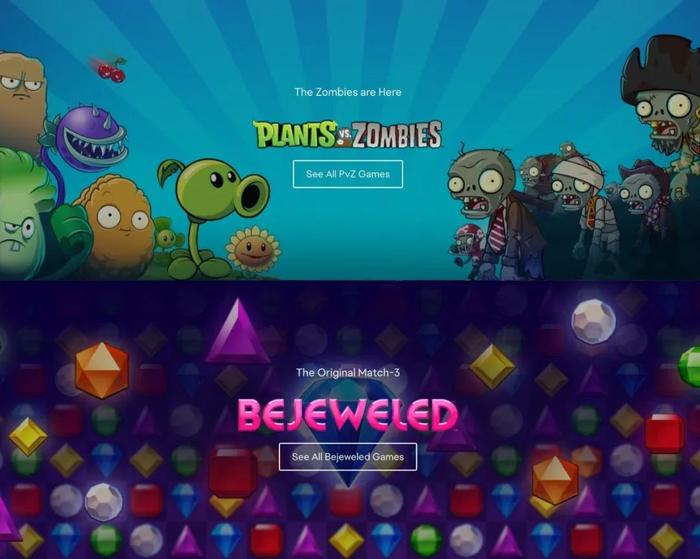 美国知名休闲游戏开发商和发行商宝开(popcap games)的官网主页上有