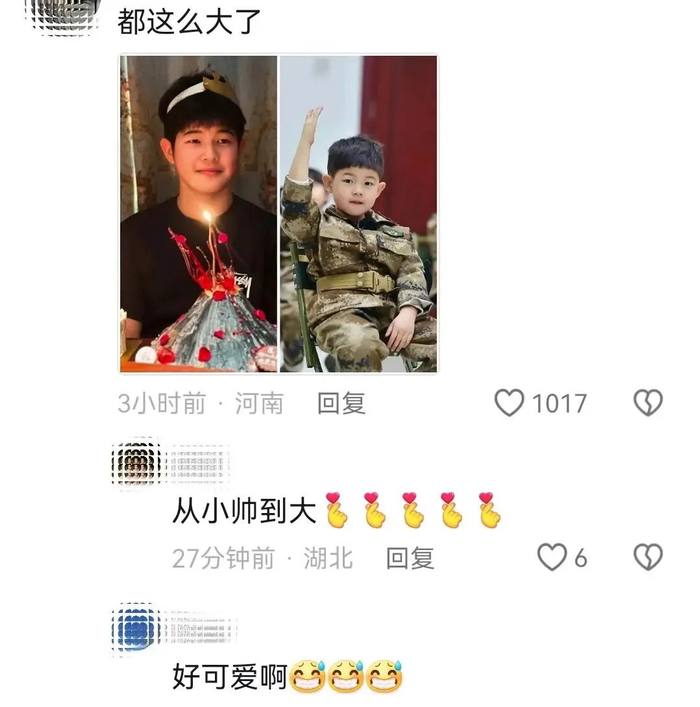 胡可沙溢晒全家福为儿子庆生，13岁安吉撞脸刘昊然，越长越帅气！