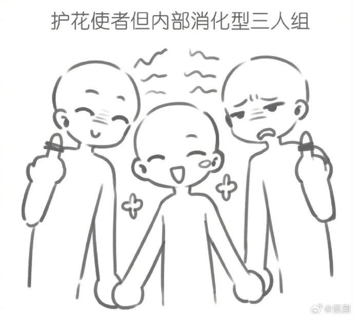 绘画三人模板图片