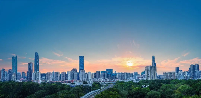 ▲从人民公园、洪湖公园视角所看到的京基·华樾（实景图）。