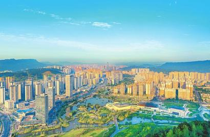 俯瞰宜宾三江新区城市景观。