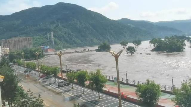 今天上午临江市鸭绿江洪水已经开始消退了,平安渡过这次洪峰
