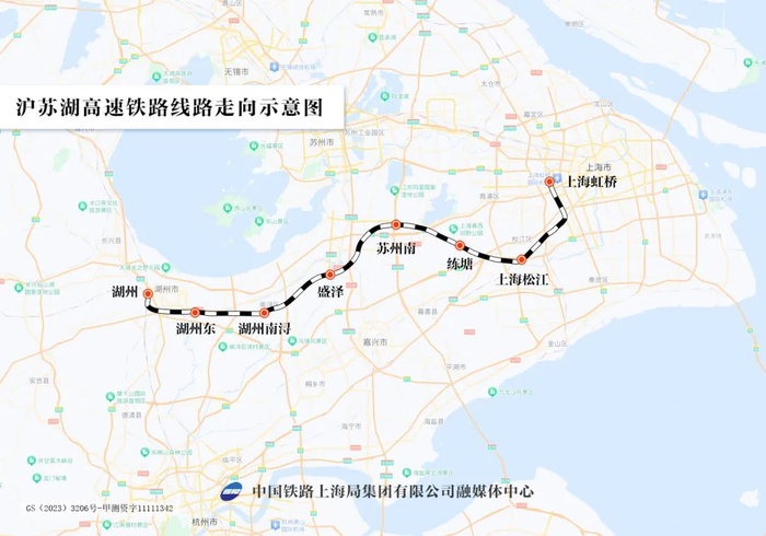 沪苏湖高铁线路走向示意图   殷超 制图