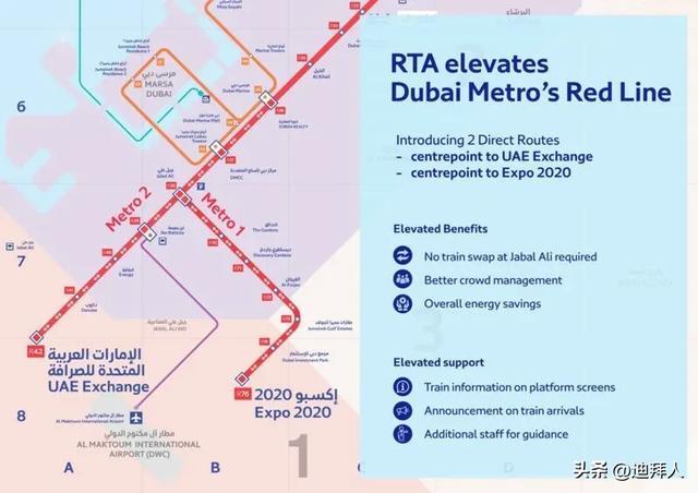 小心坐错车!迪拜地铁红线推出两个目的地的独立班次