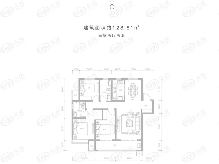 栾城石家庄融创城Ⅱ户型图公布 88.35~128.81㎡约8000-9000元/㎡