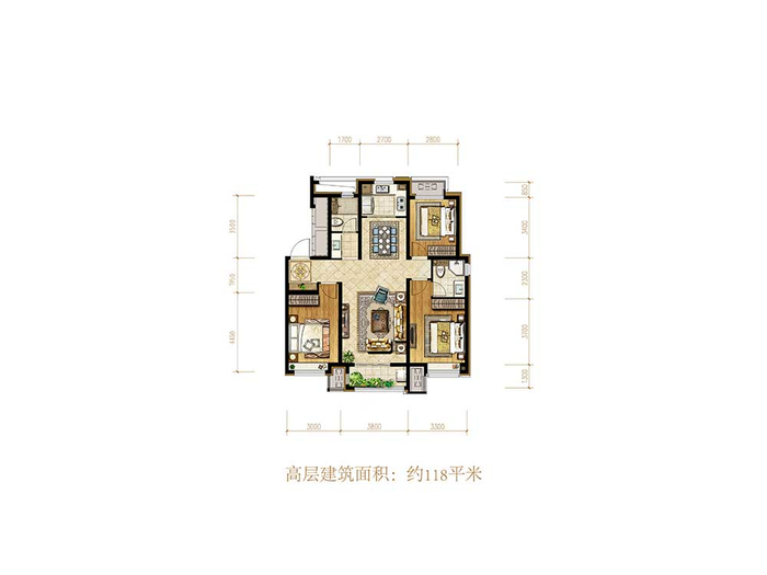 宝坻融创御河宸院户型图公布 118~130㎡约11000元/㎡