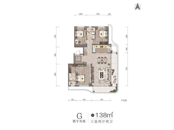 长安长安润江壹号三居室,二居室约16000元|户型|三居室|石家庄市