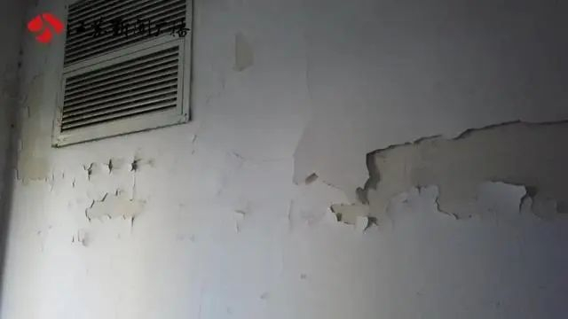 （尚祈苑楼栋室内墙皮脱落，图源江苏新闻广播）