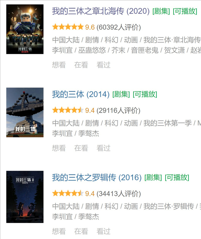 《我的三体》系列豆瓣评分