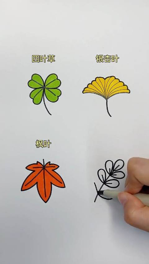 树叶的四种画法,这样画超简单!