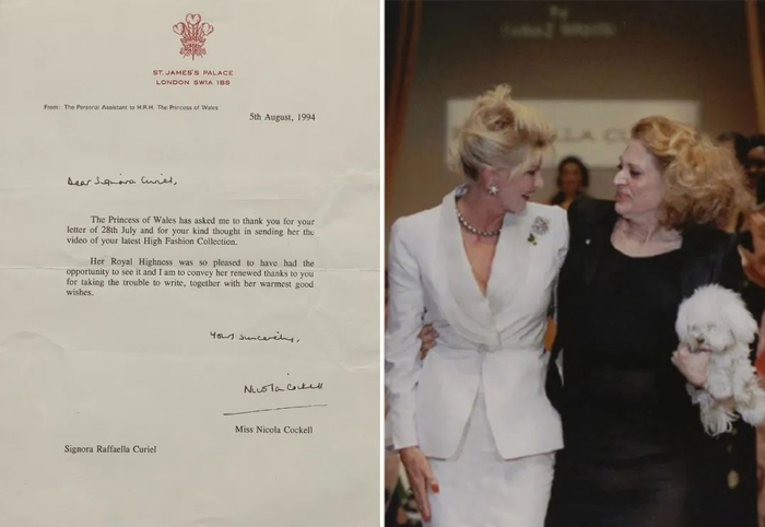 左：戴安娜感谢信，右：Ivana Trump与 Raffaella Curiel