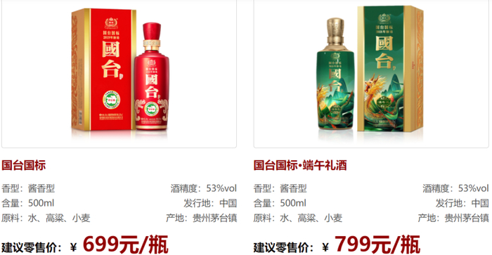 ▲国台系列产品，图片来源：公司官网